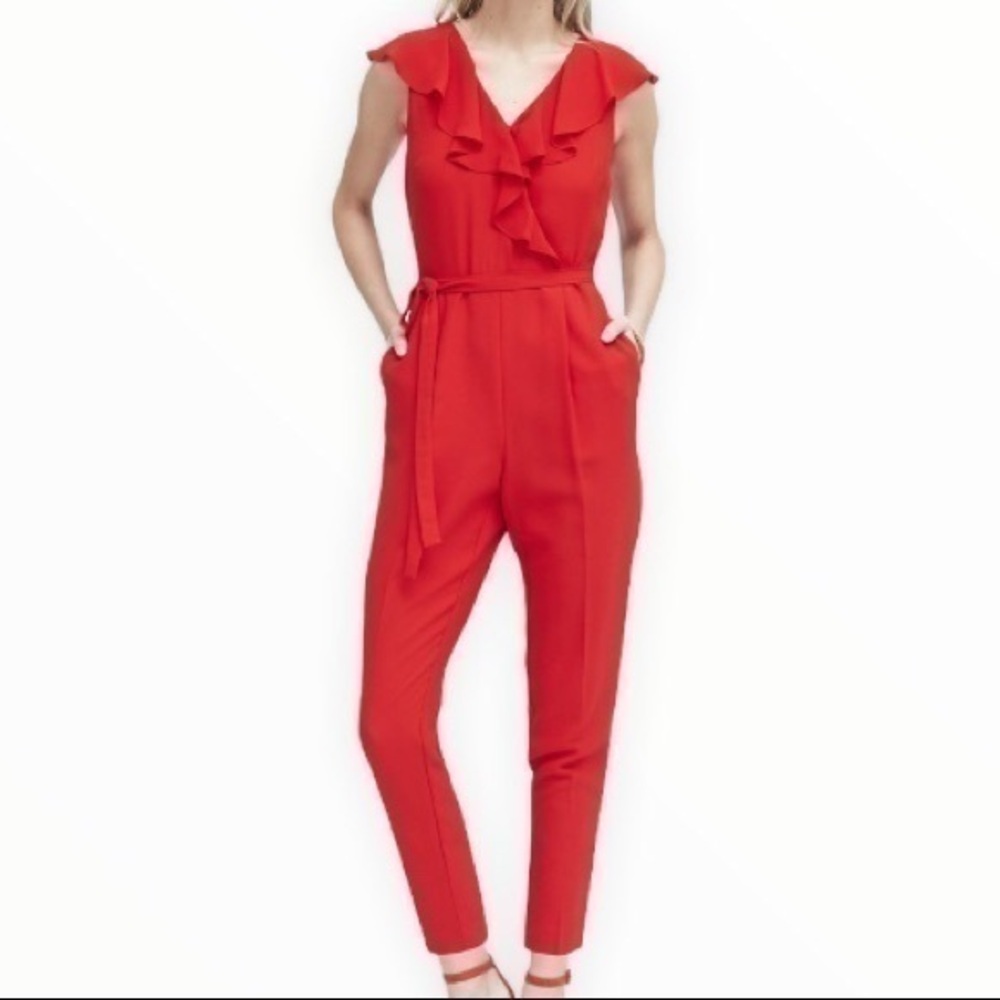 Banana republic new red ruffle jumpsuit